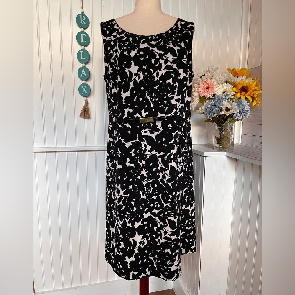 Jones New York Dress  Plus Size Sleeveless Semi Belted Dress